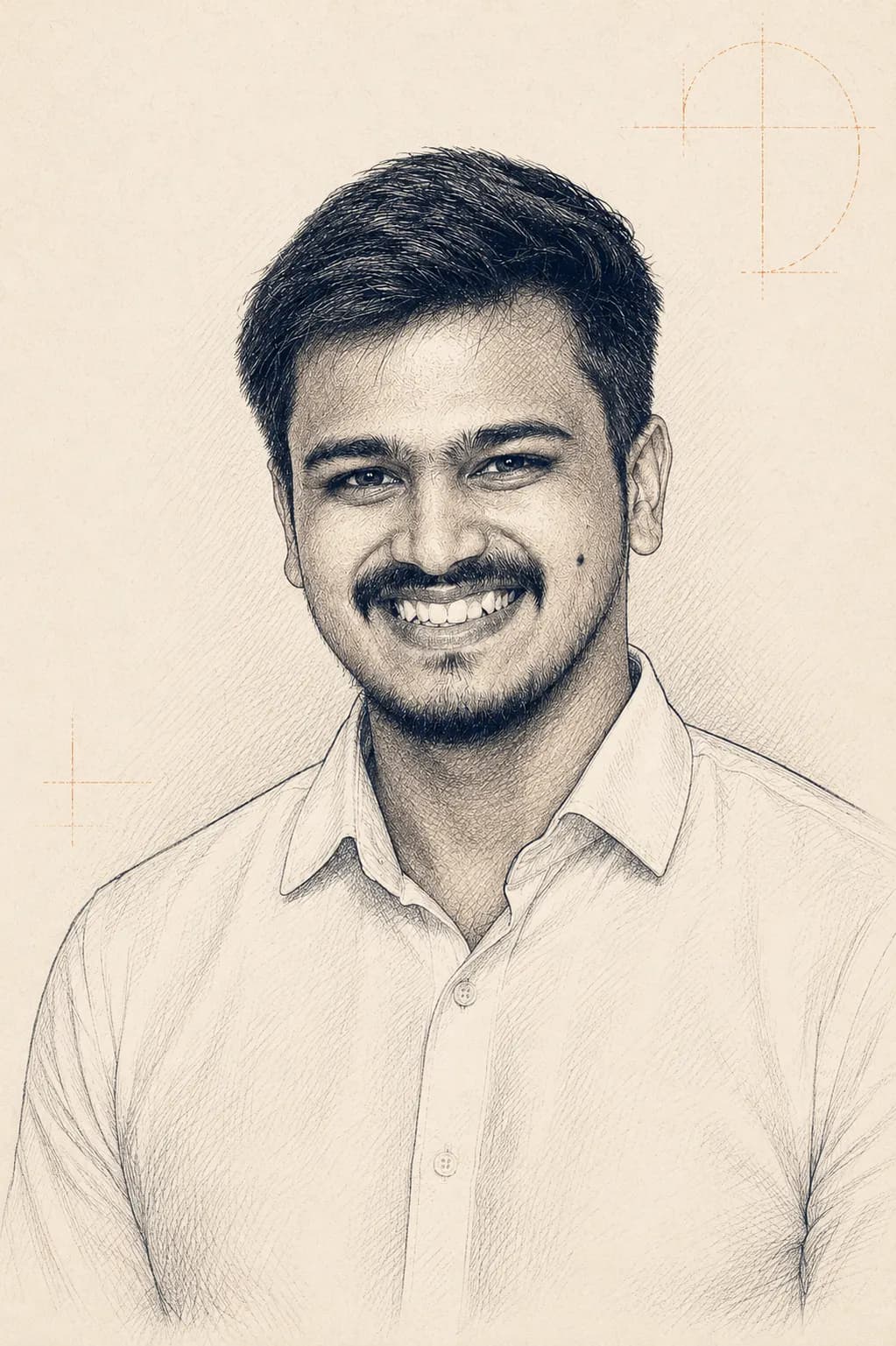 Duotone ink portrait of Abhijeet Singh, founder of AbhijeetBuilts